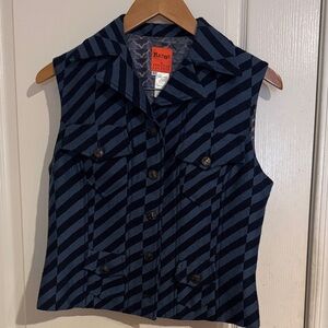 Vintage Christian Lacroix Blue/Black Stripe Vest- Size 42 France Size 10-12 US